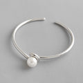 Open Bangle Bracelet with Shell Pearls and Silver