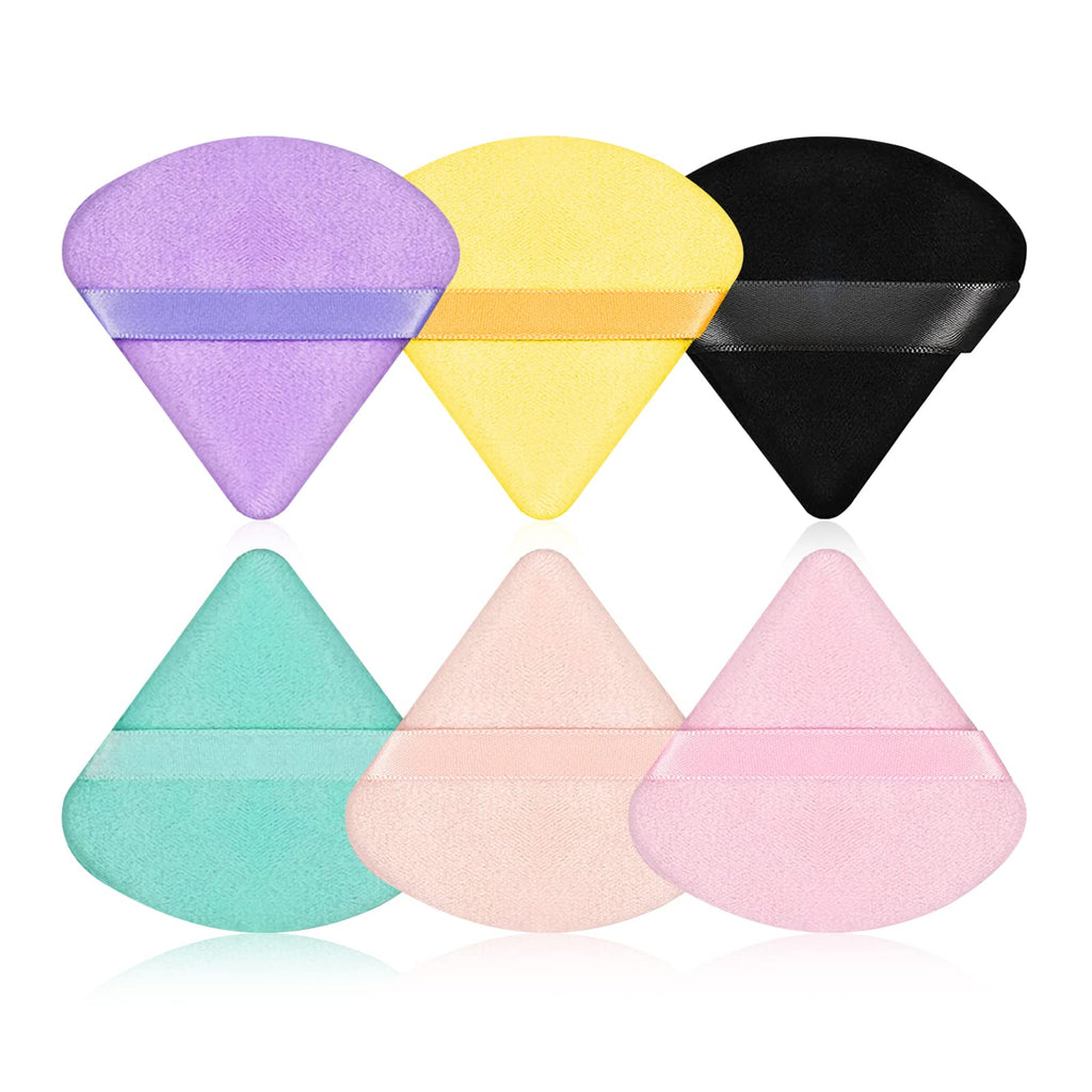 HoPliGhe Powder Puff6 Pcs Velour Triangle Powder Puffs for Wet and Dry Cosmetics Application Reusable Makeup Tools