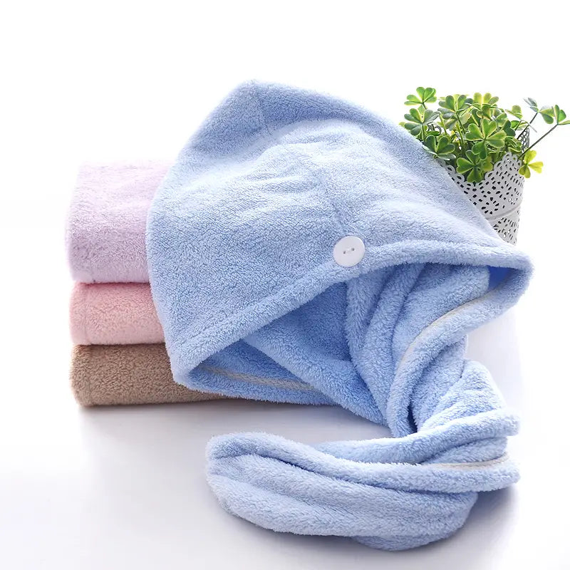 Coral Velvet Hair Dryer Cap - Breathable & Absorbent