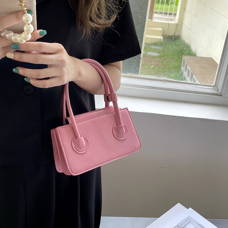 Mini Pink Square Crossbody Bag for Women