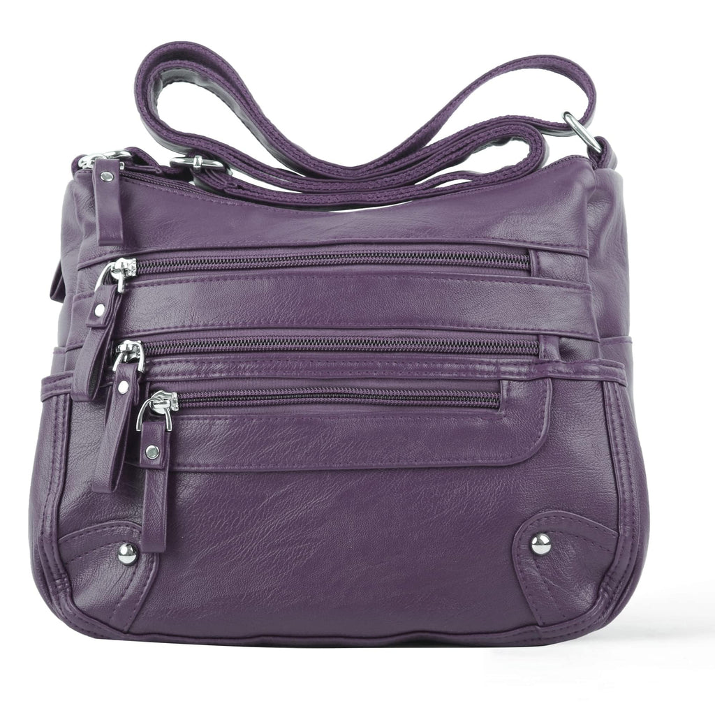 10 Pockets Crossbody Purses for Women Medium Pocketbooks Lightweight Ladies Satchel Bag Multi Pocket Shoulder Handbag