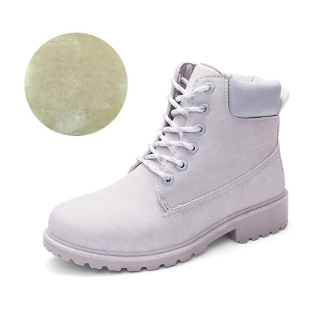 Women's Pink PU Leather Martin Boots, Flat Ankle Shoes