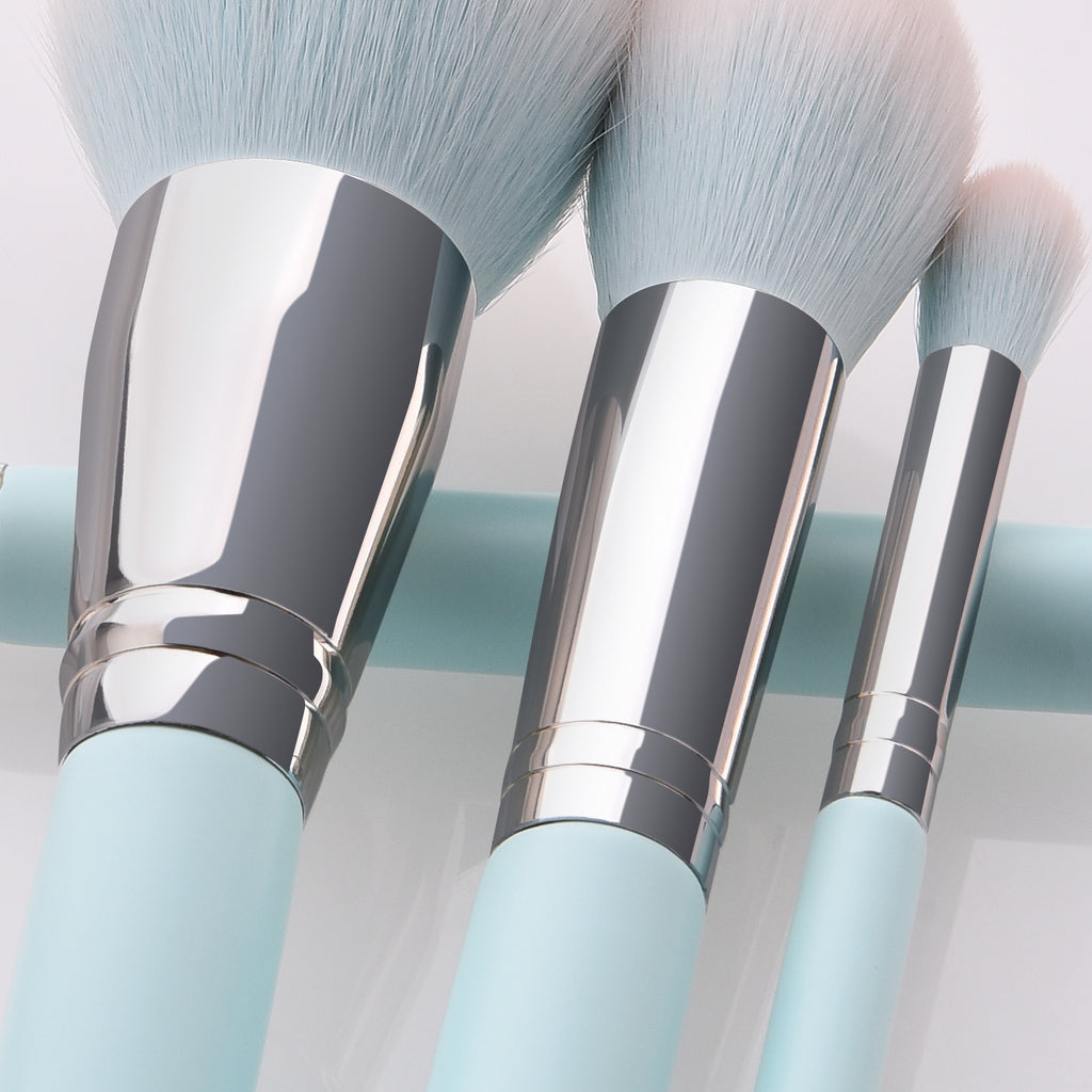 Light Blue Makeup Brush Set with 12 Tools