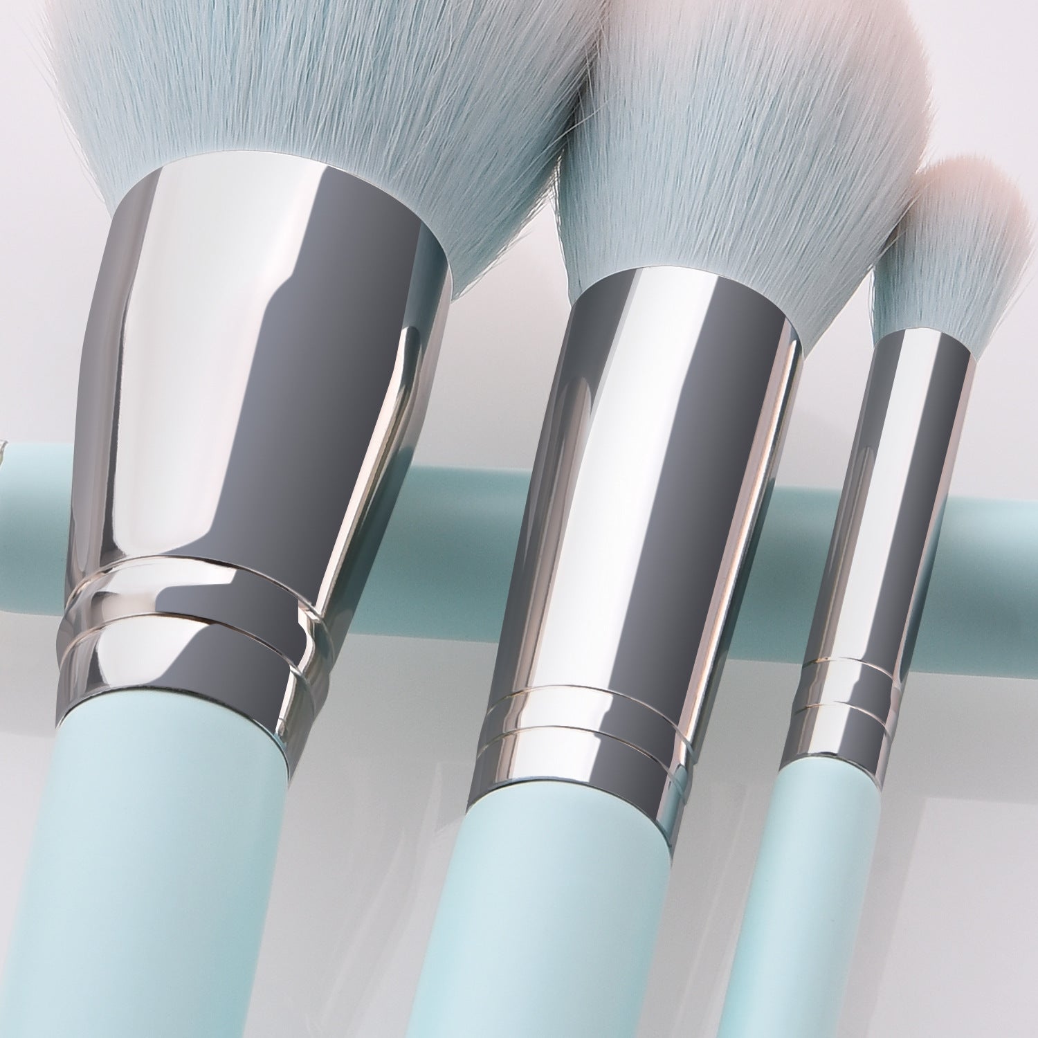 Light Blue Makeup Brush Set with 12 Tools