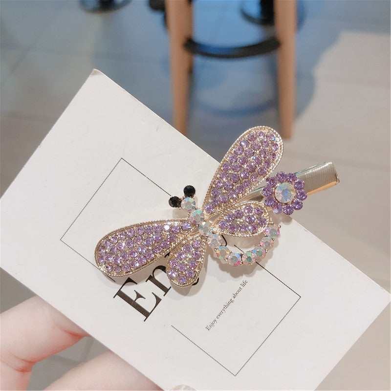 Purple Sparkling Rhinestone Hair Clips for Girls