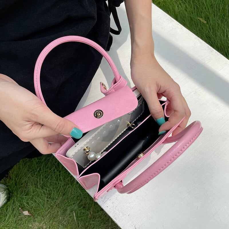 Mini Pink Square Crossbody Bag for Women