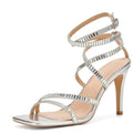 FRJRWomens Lace Up High Heels Open Toe Sandals Strappy Kitten Heel Rhinestone Sandals dress shoes for women Square Toe Buckle Prom Sexy Party Wedding Shoes