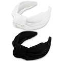 Atoden Headbands for Women 2 Pcs Top Knot Headbands Wide Headbands Non Slip Satin Silk Hair Bands Black Headband White Headband Fashion Hair Accessories Gifts