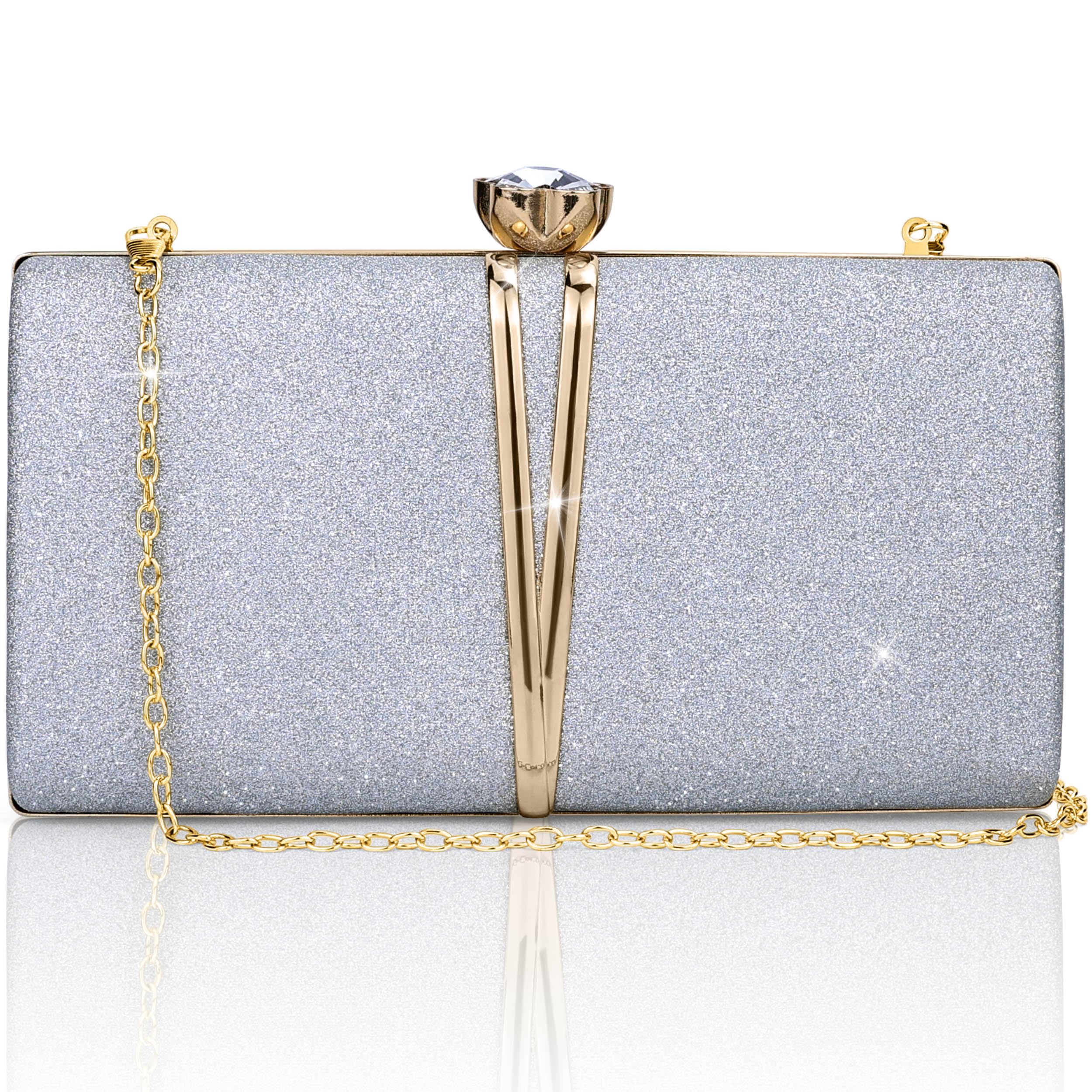 Small Womens Evening Handbags Formal Clutch Purses Sparkling Evening Bag for Women Modern Dressy Wedding Handbag for Bride Silver Trendy Crossbody Bags for Womens