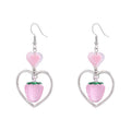 Cute Strawberry Heart Earrings - Resin Jewelry for Women