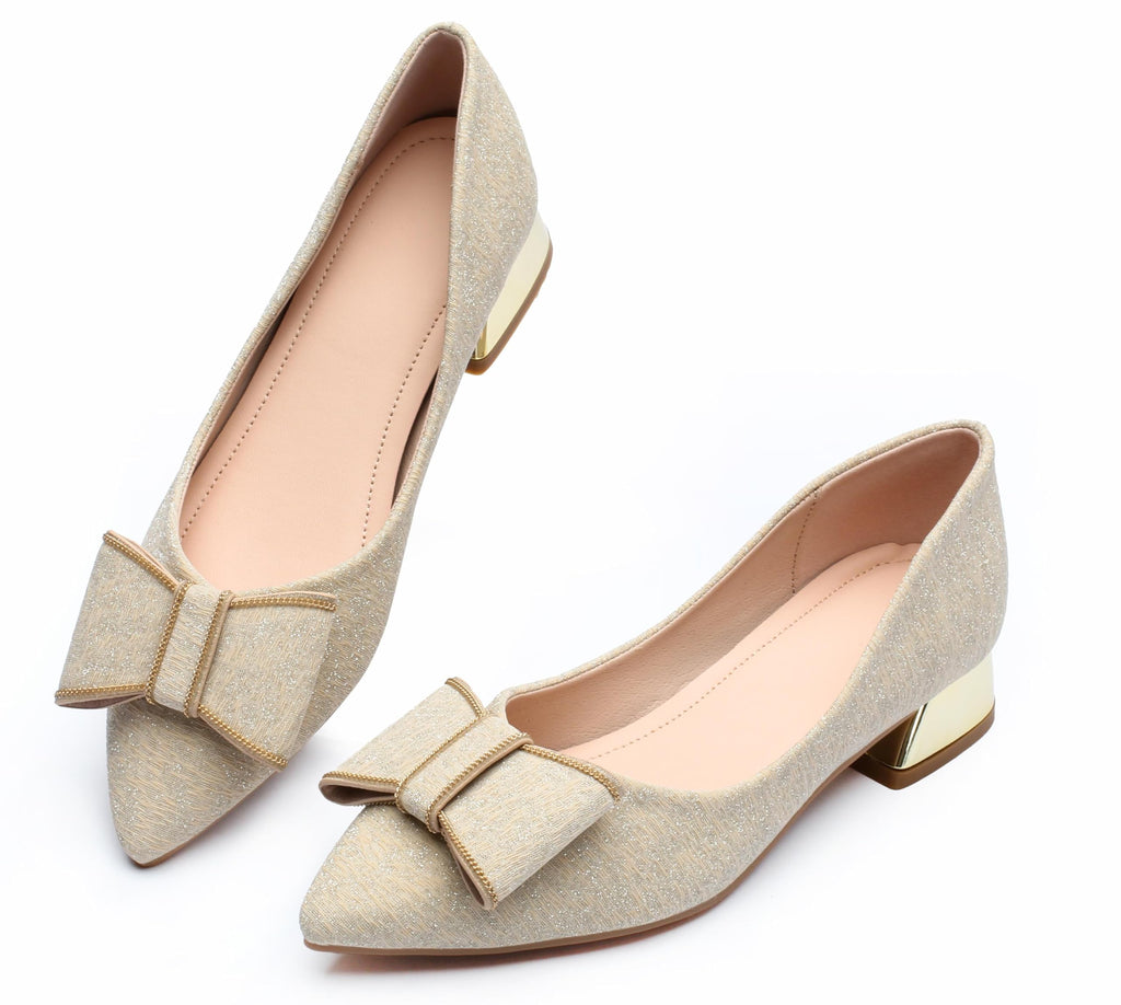 itbieong Womens Chunky Closed-Toe Low Block Heels Pointed Working Pump Comfortable Dress Shoes for Women-Apricot-8