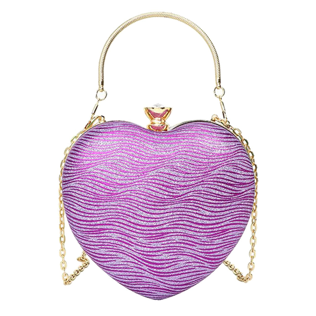 Sparkly Clutch Purses for Women Formal Clutch Heart Shape Evening Bag Purse Handbag for Wedding Cocktail Party (Purple Wave)