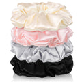 4 Pack 100% Mulberry Silk Scrunchies Silk Hair Ties 19 Momme Silk Scrunchies for Hair No Damag Scrunchies Valentines Day Gifts for Women Girls