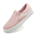 vinnercoco Womens Canvas Slip On Shoes Glitter Sequin Sneakers Sparkly Flat Loafers Casual Comfortable Tennis Shoes for Women(Pink 267)