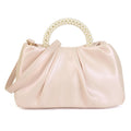 Evening Clutch Pearl Purses for Women Ladies Soft Leather Cloud Crossbody Bags Shoulder Bag for Party/Wedding/Cocktail/Prom/Club Pink Small