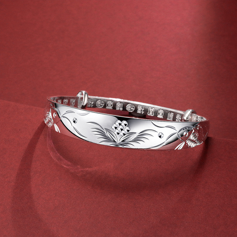 Vintage Sterling Silver Flowering Double Fish Bracelet