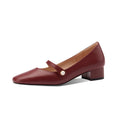 Vintage Chunky Heel Mary Jane Leather Shoes for Women
