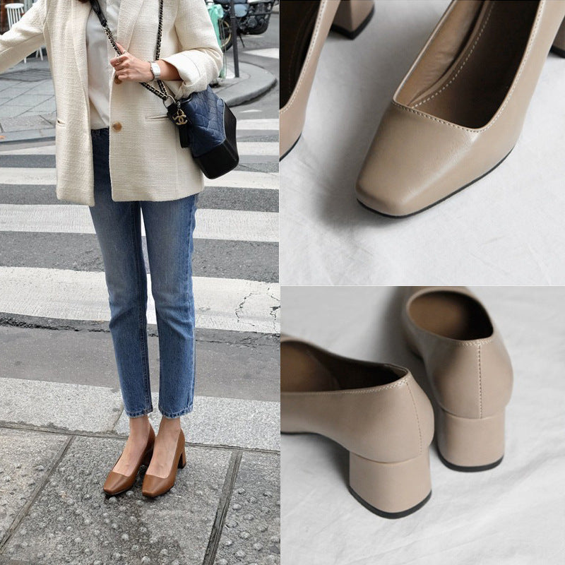 Vintage Chunky Heels Mary Jane Shoes for Women