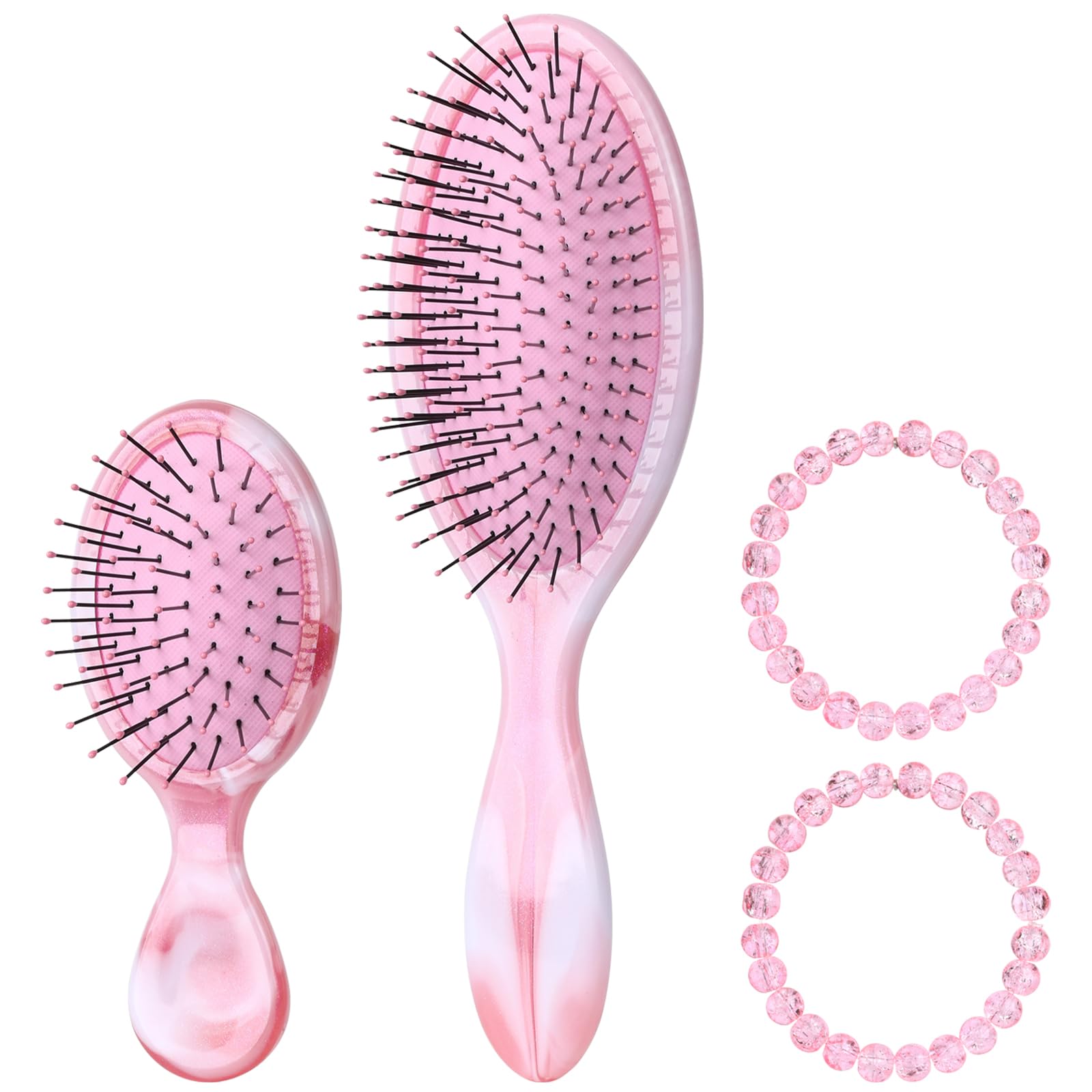 Daily Gard 2 Pack Detangler Hair Brush and Mini Hair Brush Dry and Wet Hair Brush for Women Men Girls Detangling Hairbrush for Wet/Dry/Curly/Thick/Long/Wavy/Damaged Hair Pink