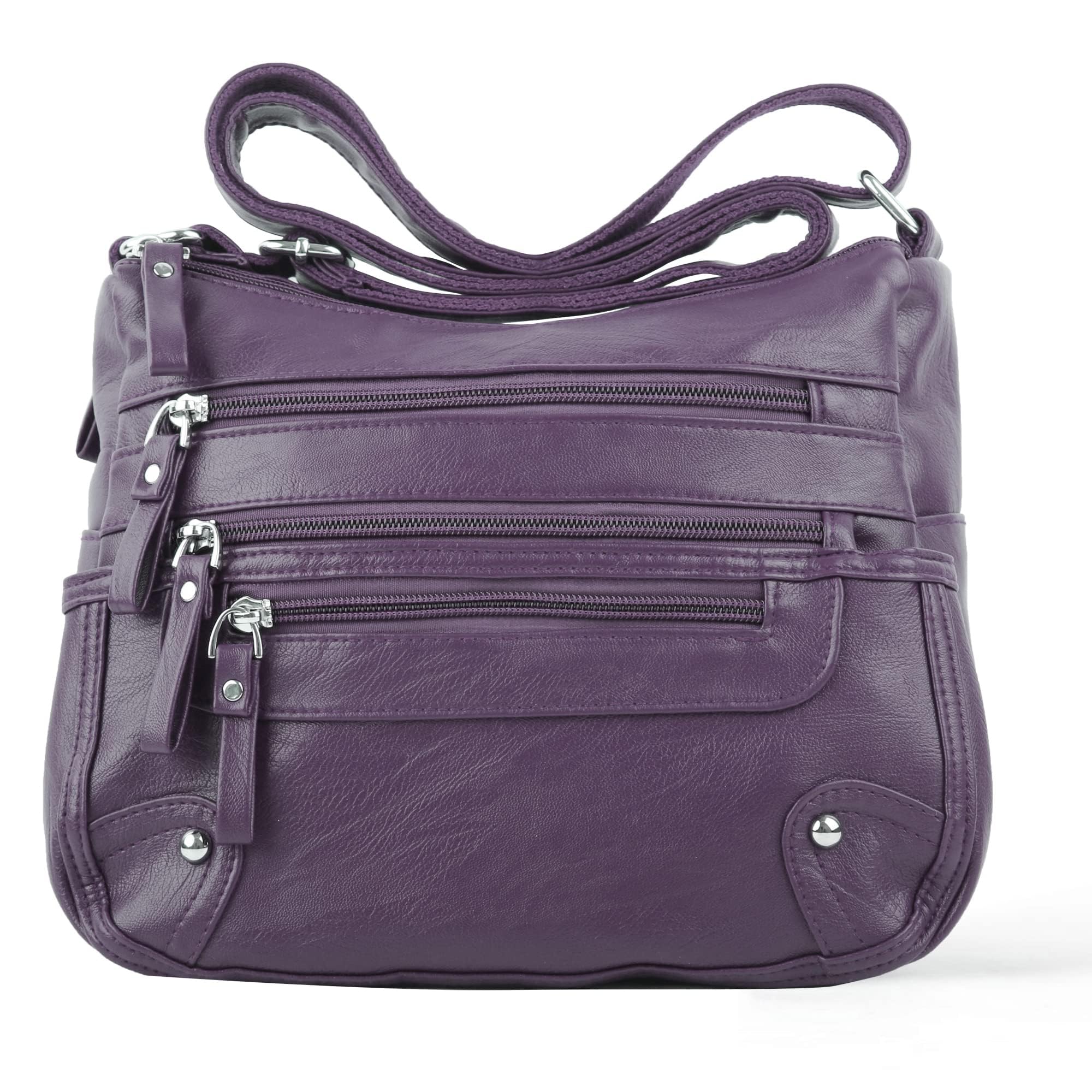 10 Pockets Crossbody Purses for Women Medium Pocketbooks Lightweight Ladies Satchel Bag Multi Pocket Shoulder Handbag