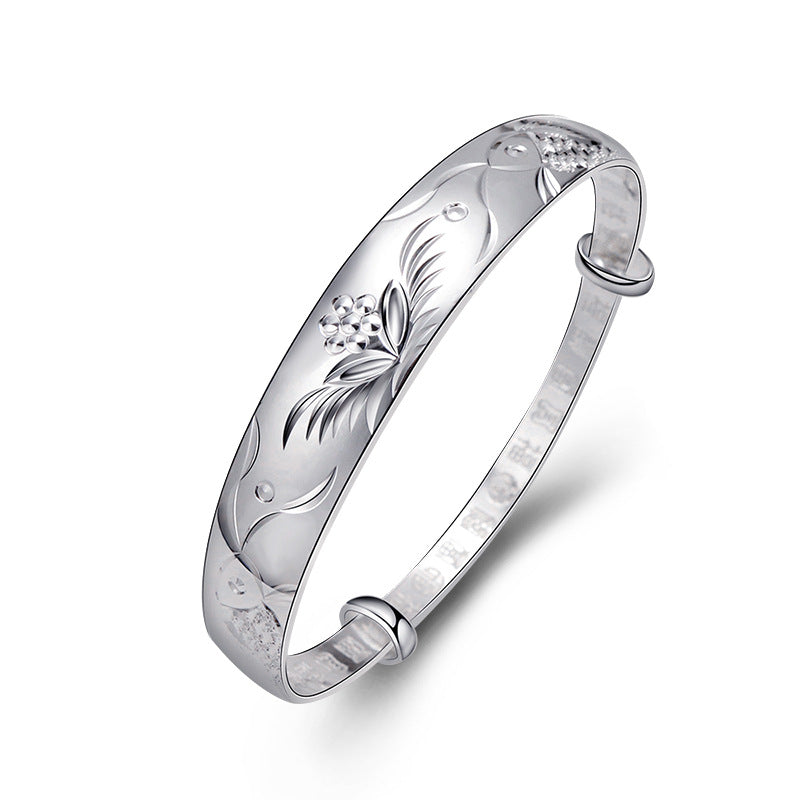 Vintage Sterling Silver Flowering Double Fish Bracelet