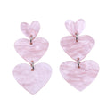 Triple Love Heart Shape Lightweight Tassel Drop Dangle Red Pink Color Earrings for Women Valentines Day Mothers Day Birthday Sweet Jewelry-light pink