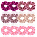 Aprince 12 Pieces Pink Velvet Scrunchies for Girls Women Hair Ties Ponytail Holder Solid Colors Hair Accessories for Party Valentines Day