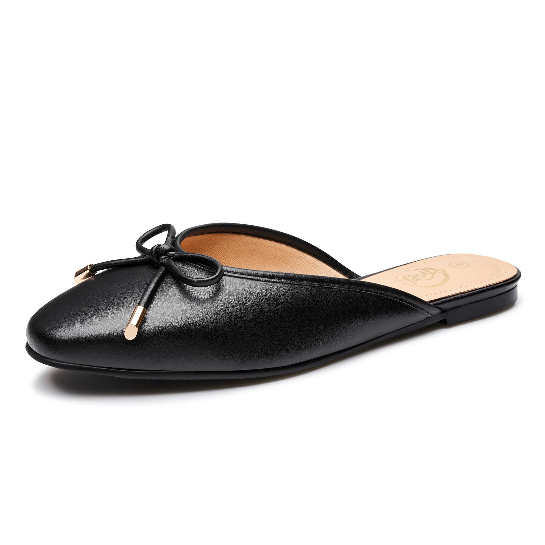 Trary Mules for Women 2024 Womens Mules Slip on Comfortable Bow Pointed Toe Womens Loafers Backless Flats Mules Shoes for Women with Knot Black