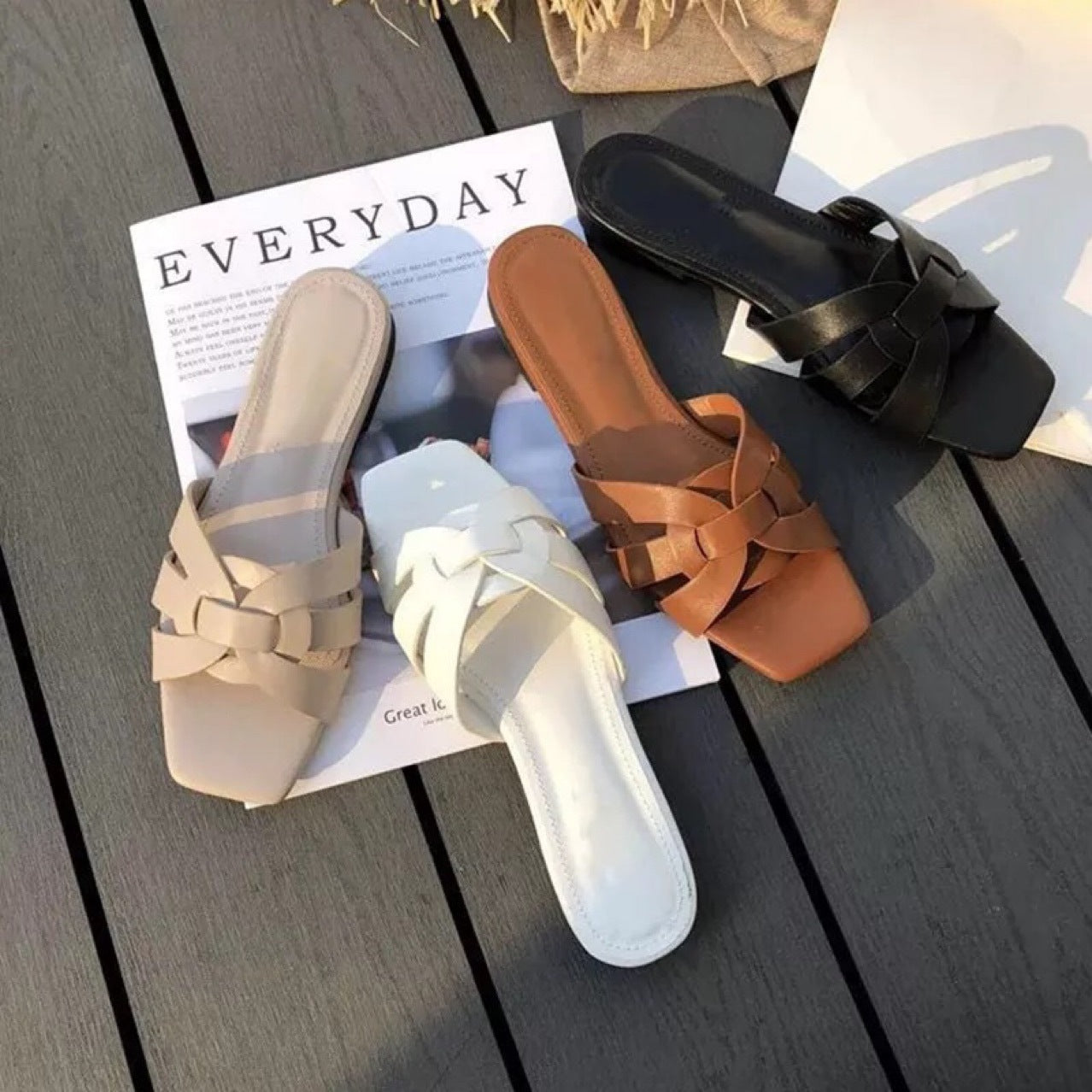 Flat Bottom Square Head Casual Beach Shoes for Women