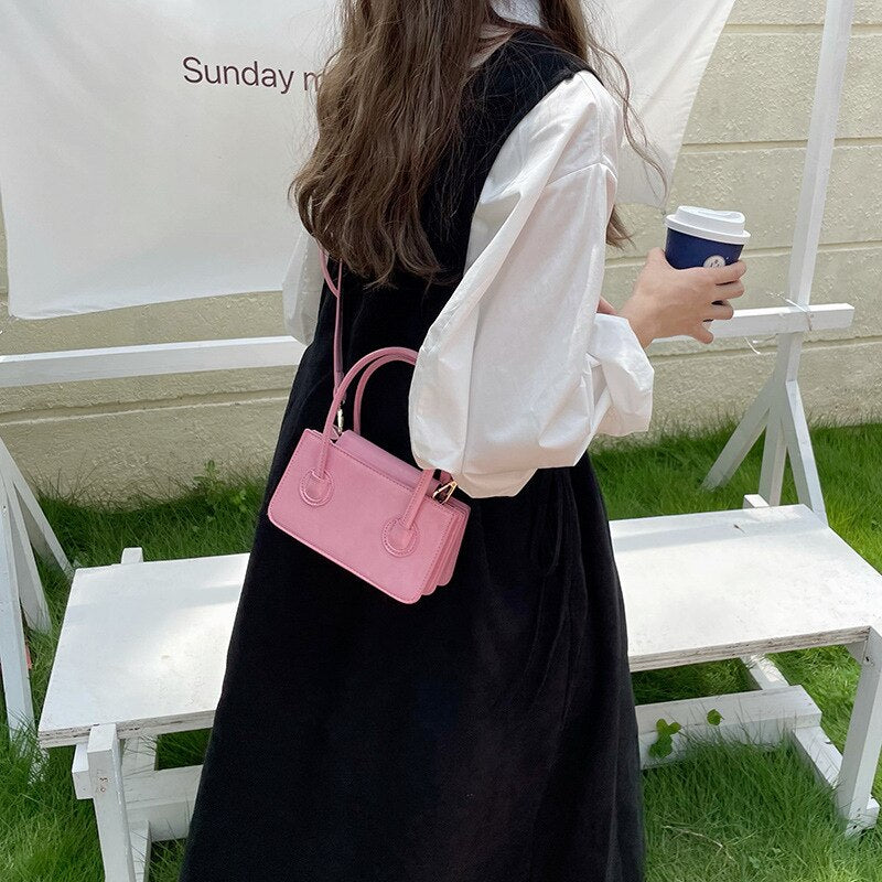 Mini Pink Square Crossbody Bag for Women