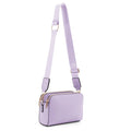 Crossbody Bags for Women Trendy Small Crossbody Camera Bag Purse Vegan Leather Triple Zip Crossbody Purses with Wide Shoulder Strap| Lilac