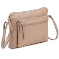 Accessories Small Soft Pebbled Real Leather Crossbody Handbags Purses Triple Zip Premium Sling Crossover Shoulder Bag for Women Gift (Taupe Nappa)