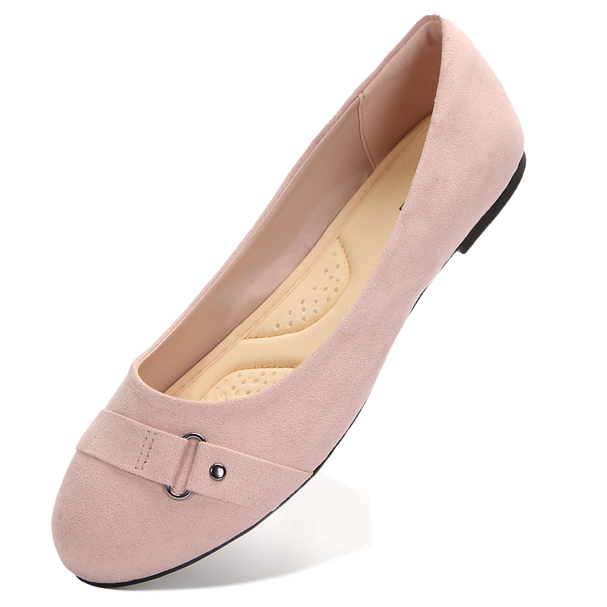 OJLMINE Womens Ballet Flats Shoes Slip-On Dress Shoes for Round Toe Comfort Light Weight Pink Size 10