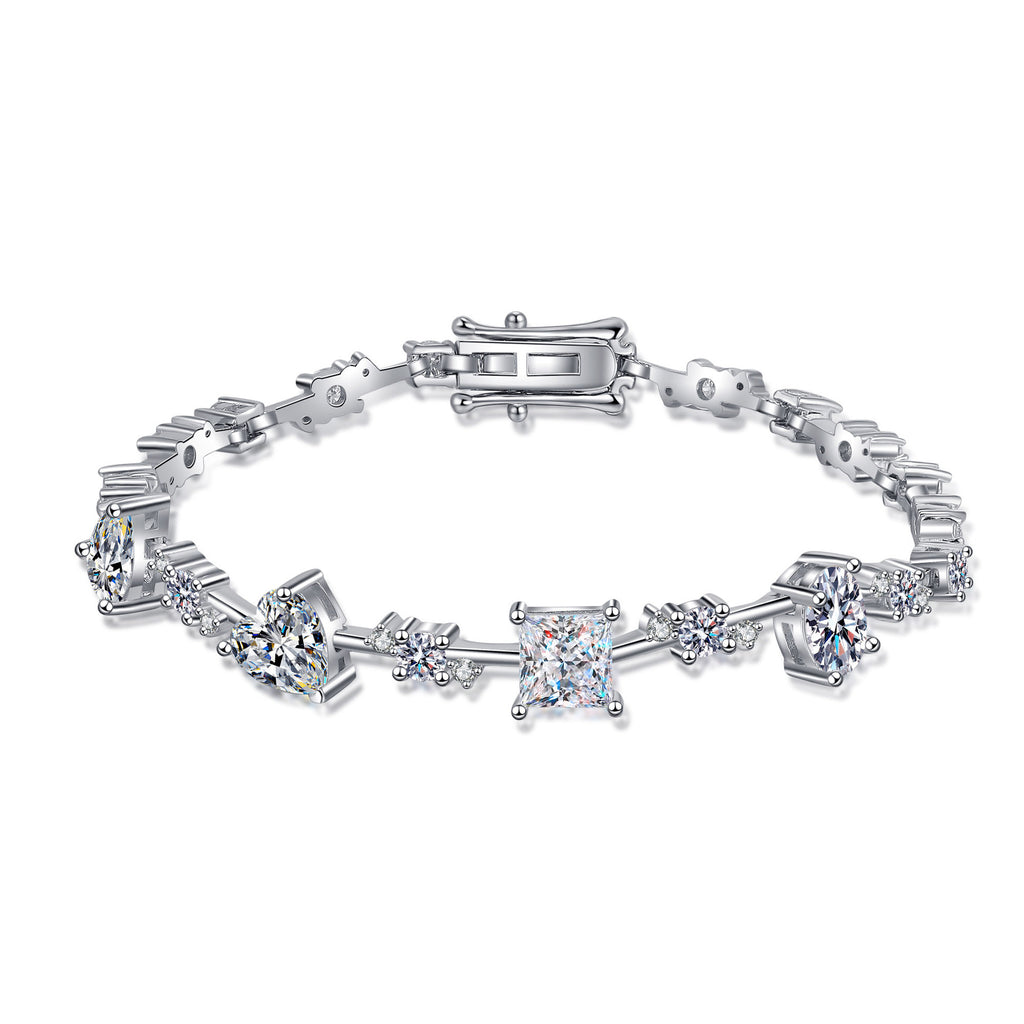 Sterling Silver Moissanite Shaped Bracelet for Women