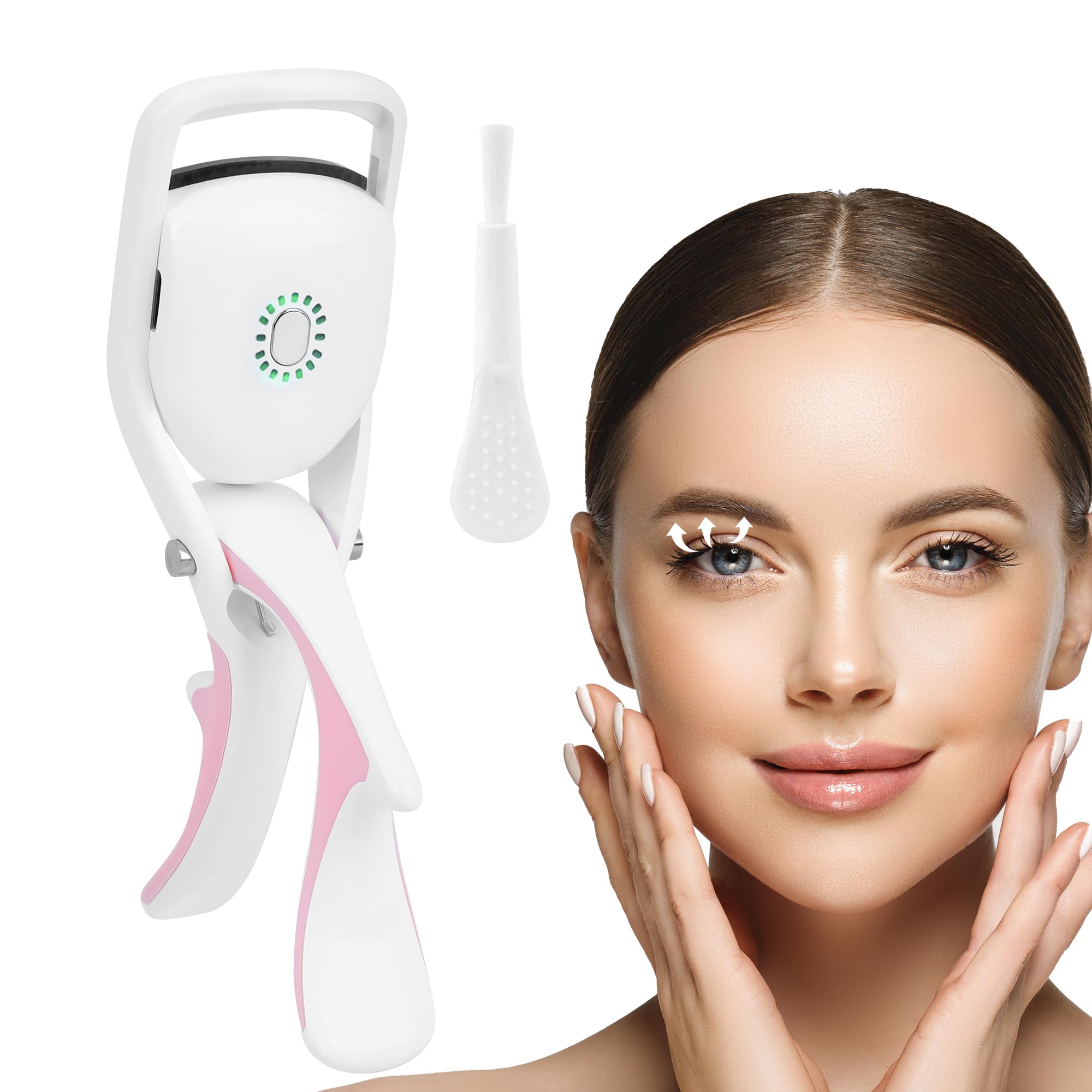 Heated Eyelash Curler Electric Lash Curler Rechargeable 3 Heating Modes Long Lasting Eyelashes Curl with Type-C Charging Port – White (1Pack)