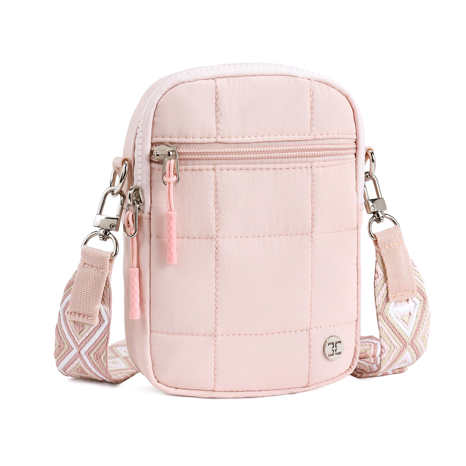 Puffer Small Crossbody Bags for Women Cell Phone Purse Crossbody Bag Pink
