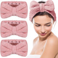 3 Pieces Towel Headbands for Women Makeup Headband for Washing Face Makeup Spa Headband Microfiber Bowtie Shower Headband for Women(Light Pink)