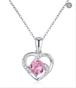Pink Moissanite Sterling Silver Necklace for Women