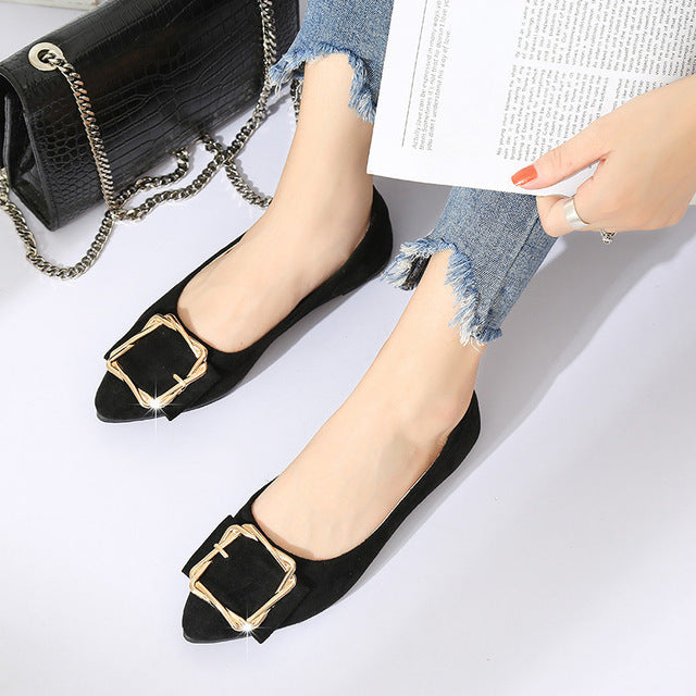 Pointed Toe Flat Shoes for Women - Korean Style Casual