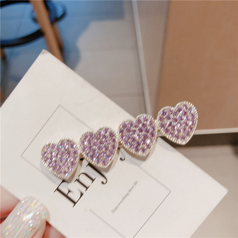 Purple Sparkling Rhinestone Hair Clips for Girls
