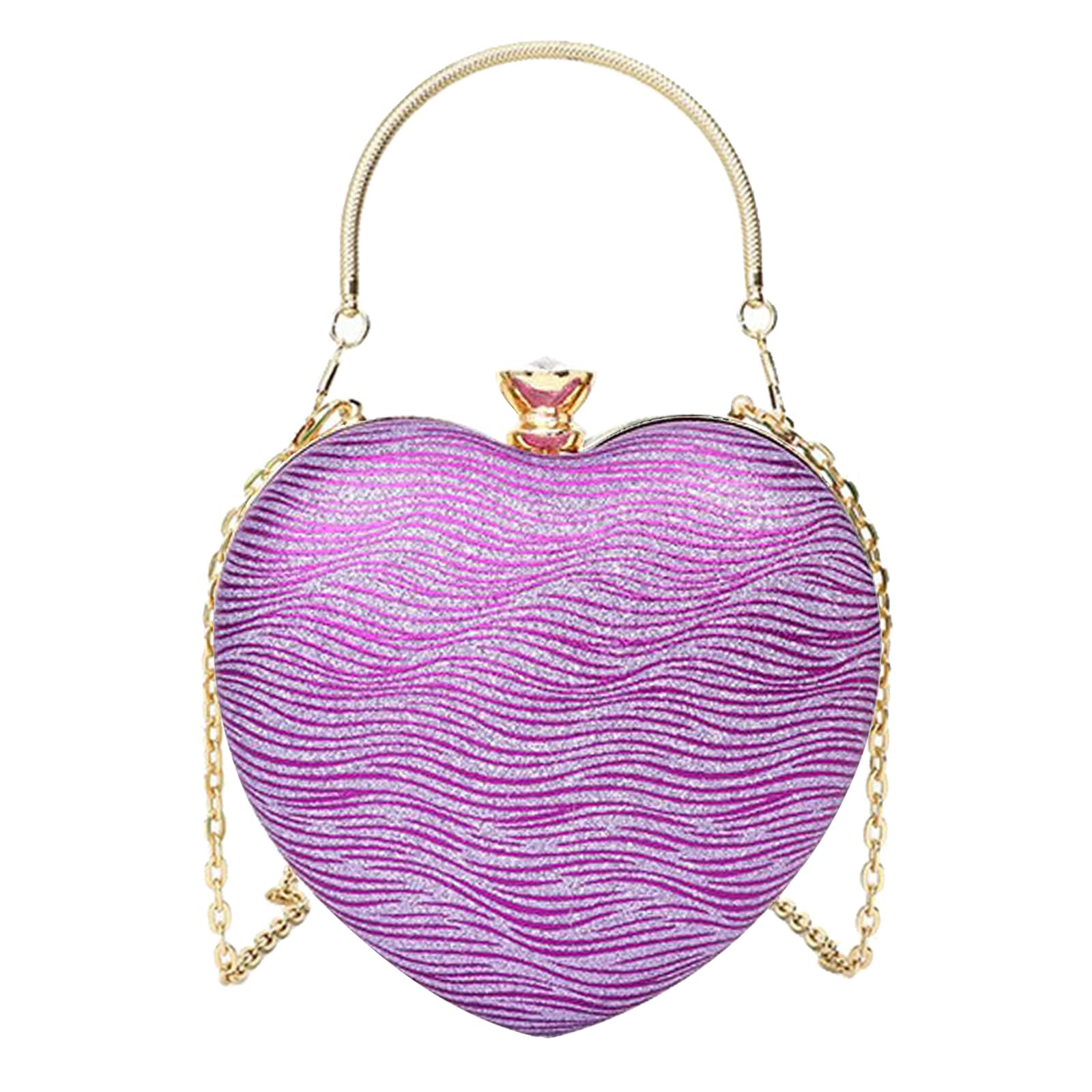 Sparkly Clutch Purses for Women Formal Clutch Heart Shape Evening Bag Purse Handbag for Wedding Cocktail Party (Purple Wave)